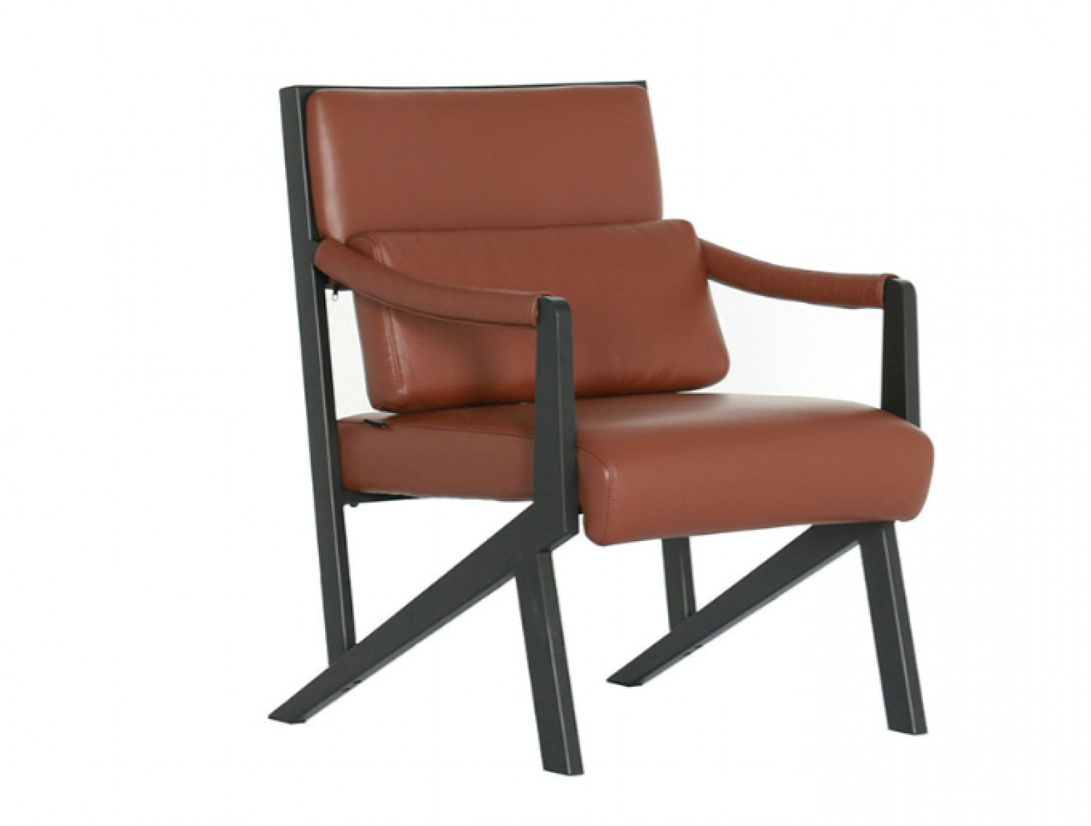 虹桥家具 Office furniture product 《Brown leather black contracted office chair》