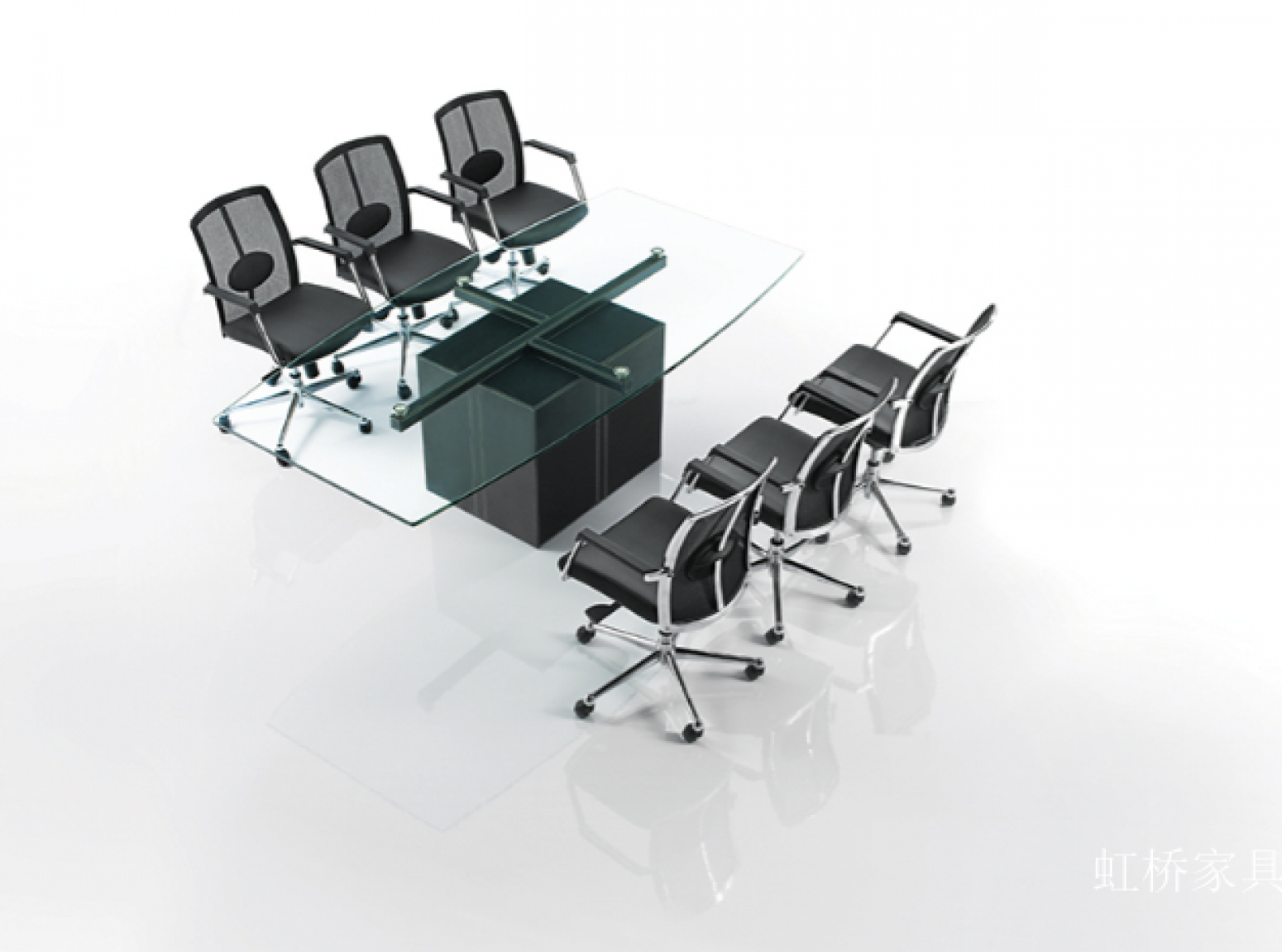 虹桥家具 Office furniture product 《Modern glass business conference table》