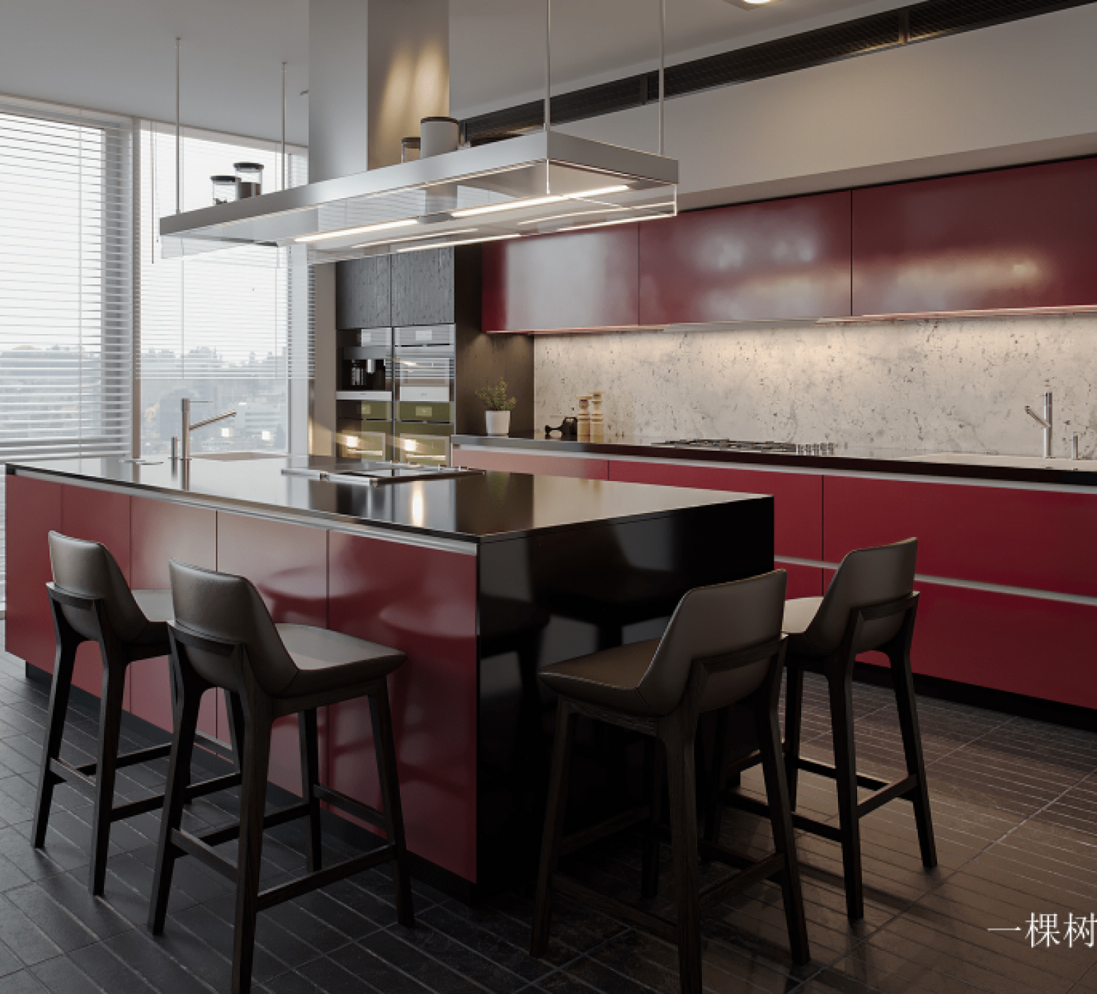 一棵树 Bathroom furniture Product 《Modern red and black island cabinet》 一棵树 Bathroom furniture Product 《Modern red and black island cabinet》【图0】