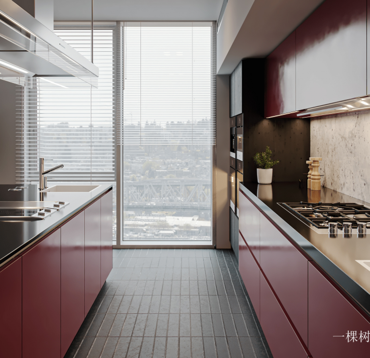 一棵树 Bathroom furniture Product 《Modern red and black island cabinet》 一棵树 Bathroom furniture Product 《Modern red and black island cabinet》【图2】