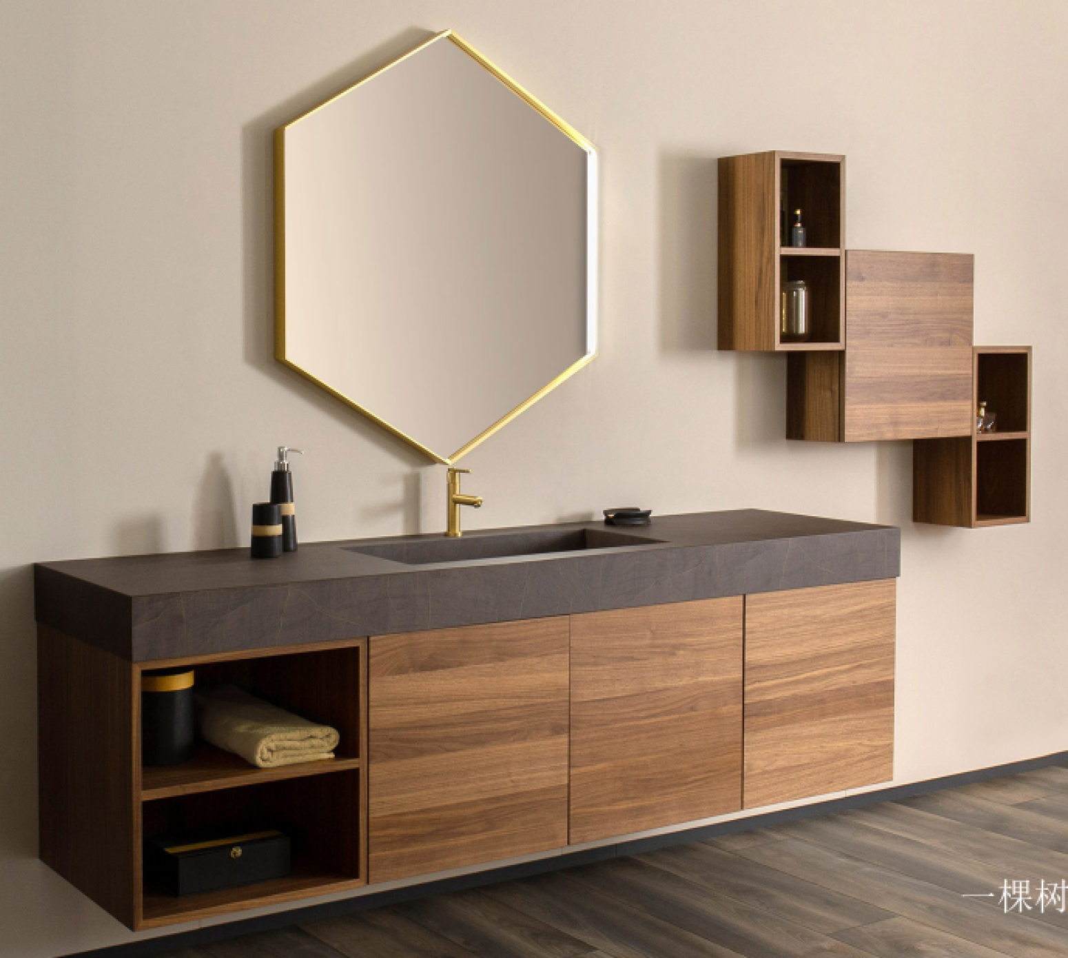 一棵树 Bathroom furniture product 《Walnut simple bathroom cabinet》