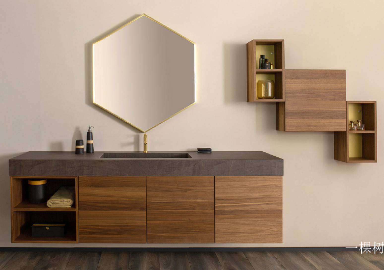 一棵树 Bathroom furniture Product 《Walnut simple bathroom cabinet》 一棵树 Bathroom furniture Product 《Walnut simple bathroom cabinet》【图1】