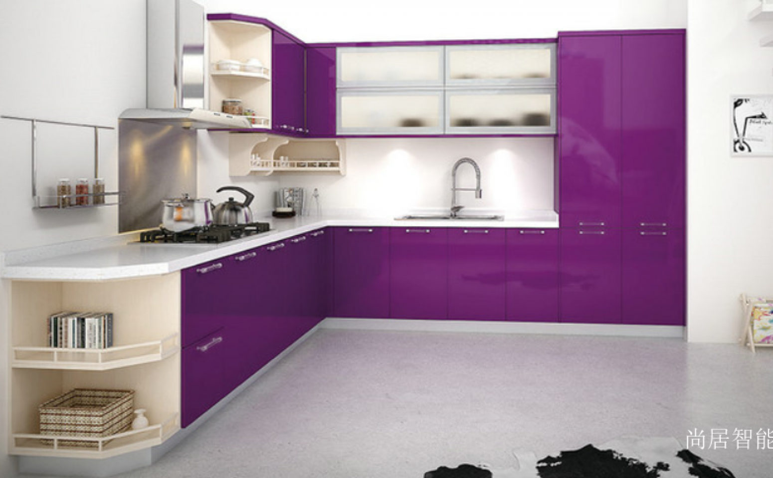 尚居智能 Bathroom furniture Product 《Bright purple L-shaped integral cabinet》 尚居智能 Bathroom furniture Product 《Bright purple L-shaped integral cabinet》【图0】
