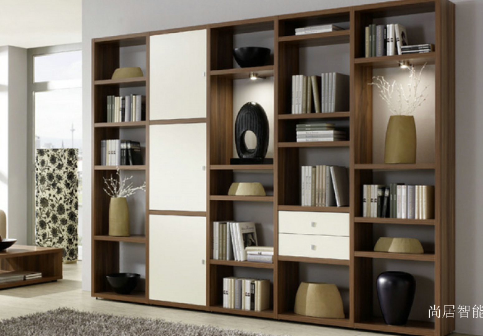 尚居智能 Bathroom furniture Product 《Simple bookcase in walnut color》【图0】