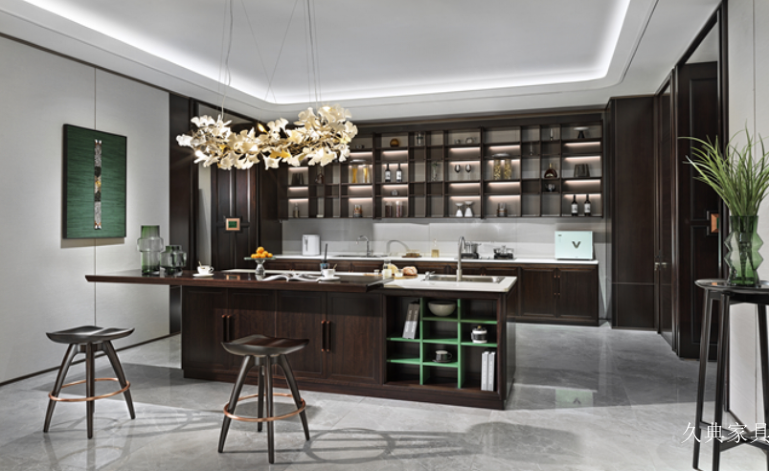 久典家具 Bathroom furniture product 《Dark brown modern central island cabinets》