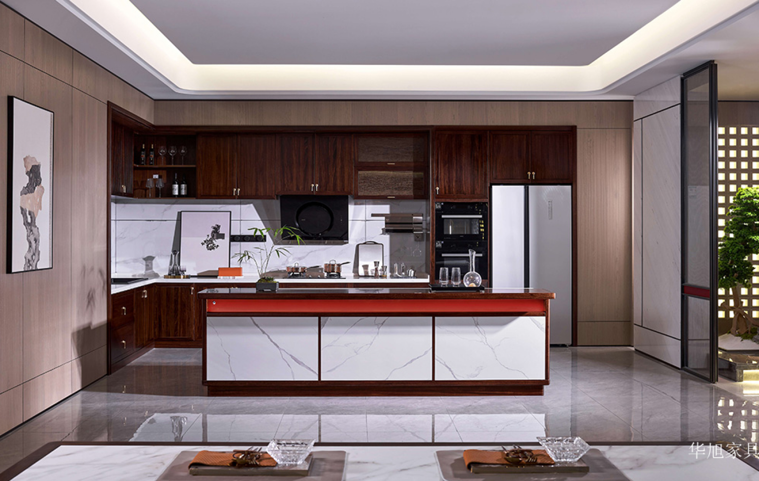 华旭家具 Bathroom furniture Product 《Dark brown new Chinese light luxury ambry》【图0】