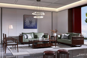 Product picture:Furniture factory 华旭家具 Home Furniture product name 《New Chinese-style light green solid wood sofa》议价