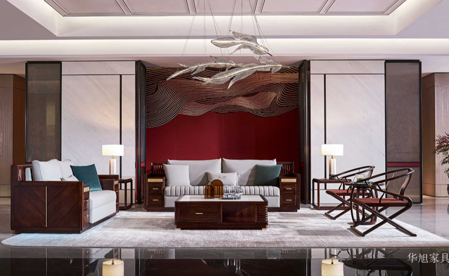 华旭家具 Home Furniture Product 《New Chinese light luxury solid wood sofa》【图0】