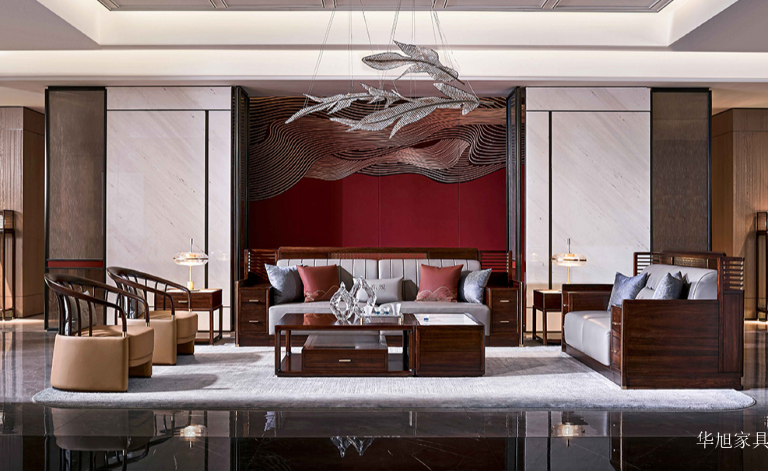 华旭家具 Home Furniture product 《New Chinese style wooden sofa》