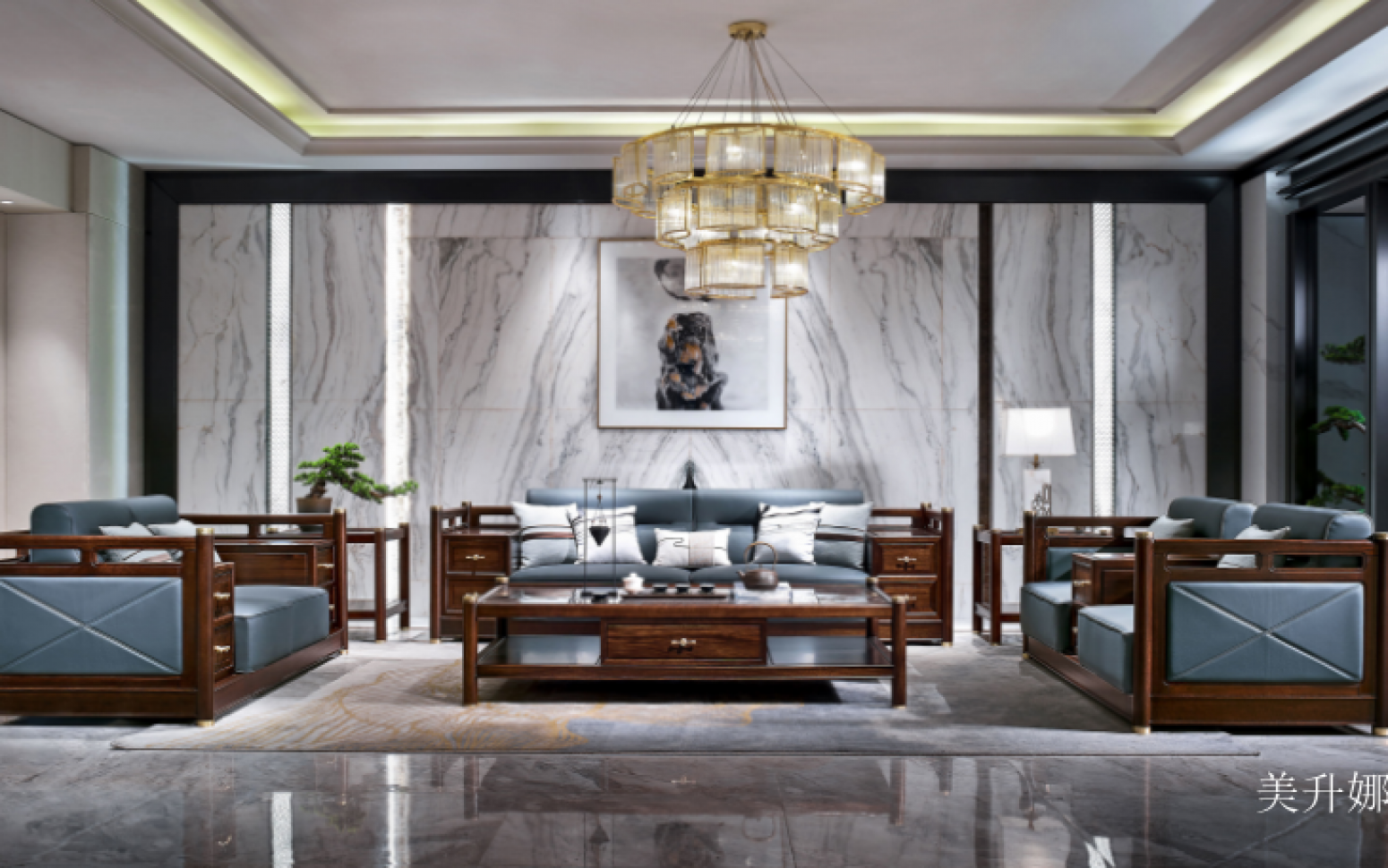 美升娜 Home Furniture Product 《New Chinese light luxury solid wood sofa》【图0】