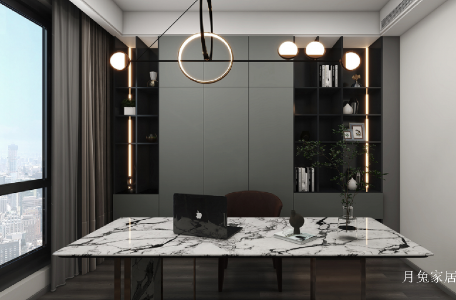 月兔家居 Home Furniture Product 《Dark grey elegant luxury art study》【图0】