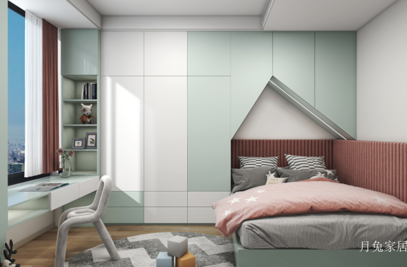 月兔家居 Children's furniture product 《Mint Green Fun Children's Room》
