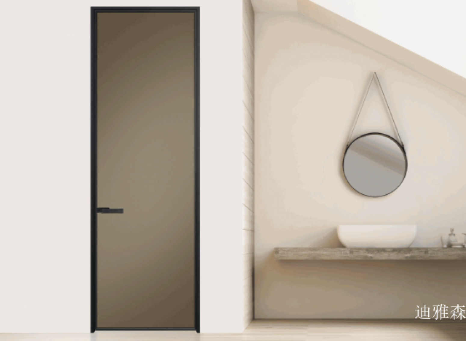 迪雅森 Home Furniture Product 《Dark brown black box minimalist bathroom door》【图0】