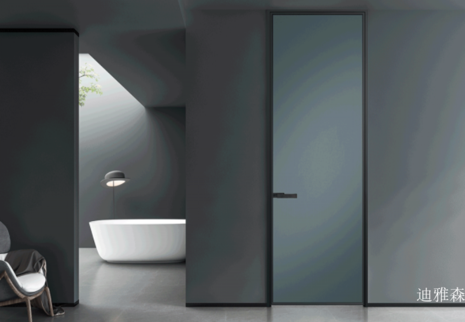 迪雅森 Home Furniture product 《Dark grey minimalist high-end bathroom door》