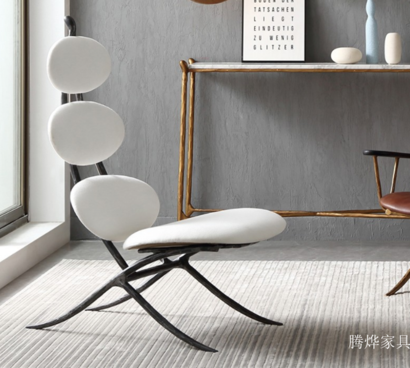 腾烨家具 Home Furniture Product 《White oval black frame art leisure chair》【图1】