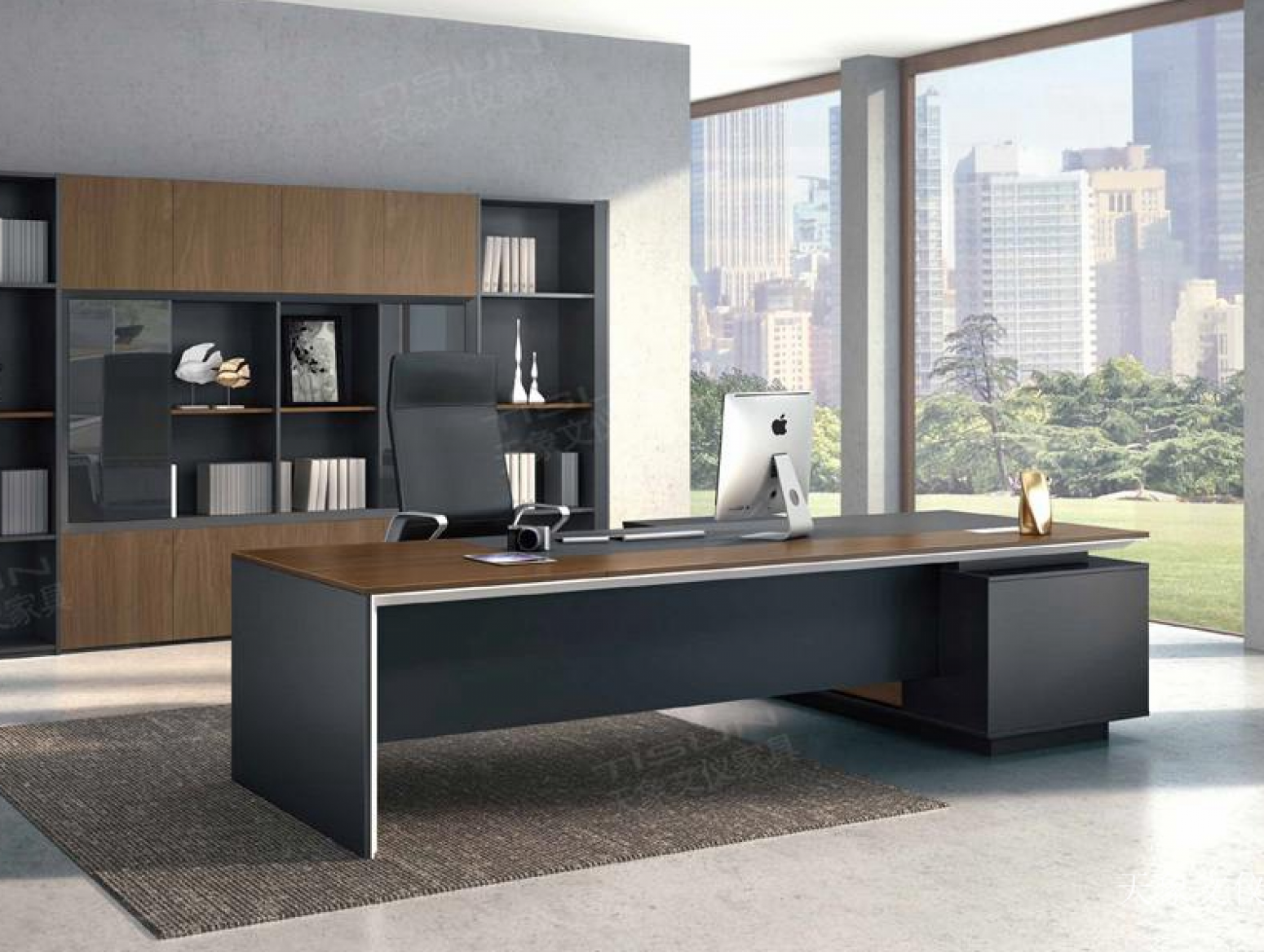 天象文仪 Office furniture product 《Grey wood modern business desk》