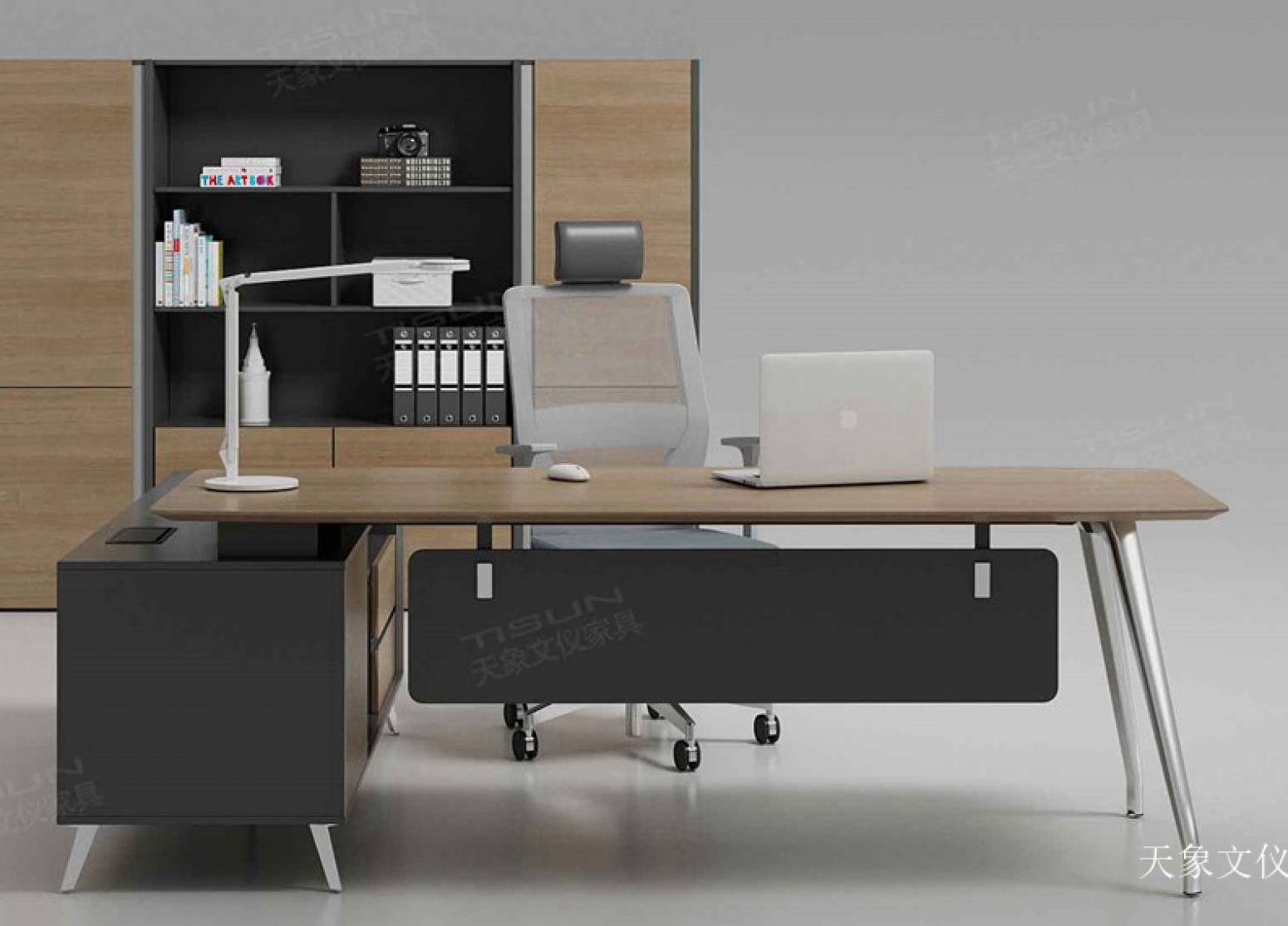 天象文仪 Office furniture product 《Modern business desk wood ash silver》