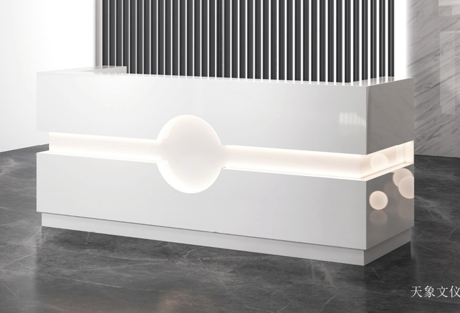 天象文仪 Office furniture product 《White light luxury light round the front desk》