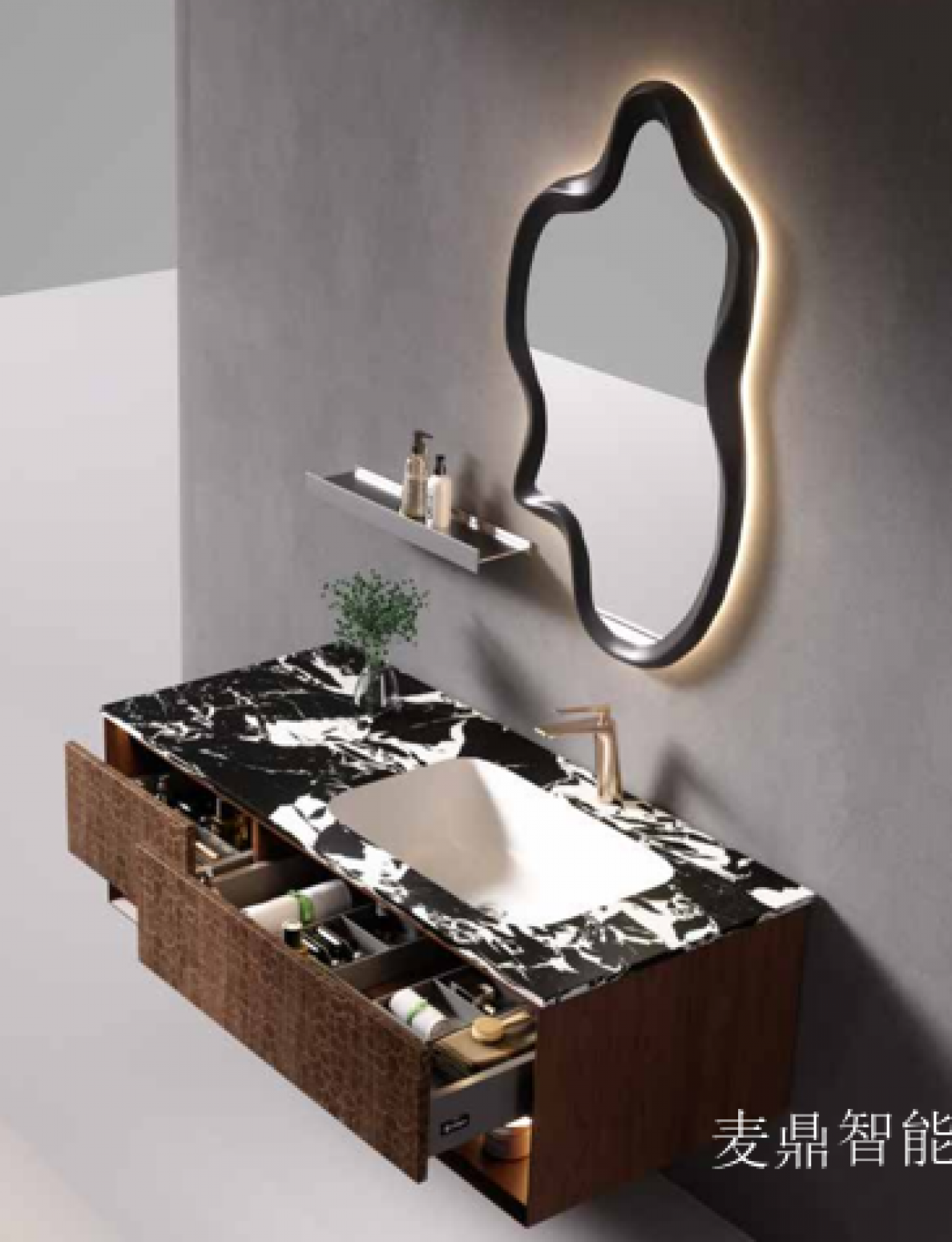 麦鼎智能 Bathroom furniture Product 《Light luxury textured hanging bathroom cabinet》【图0】