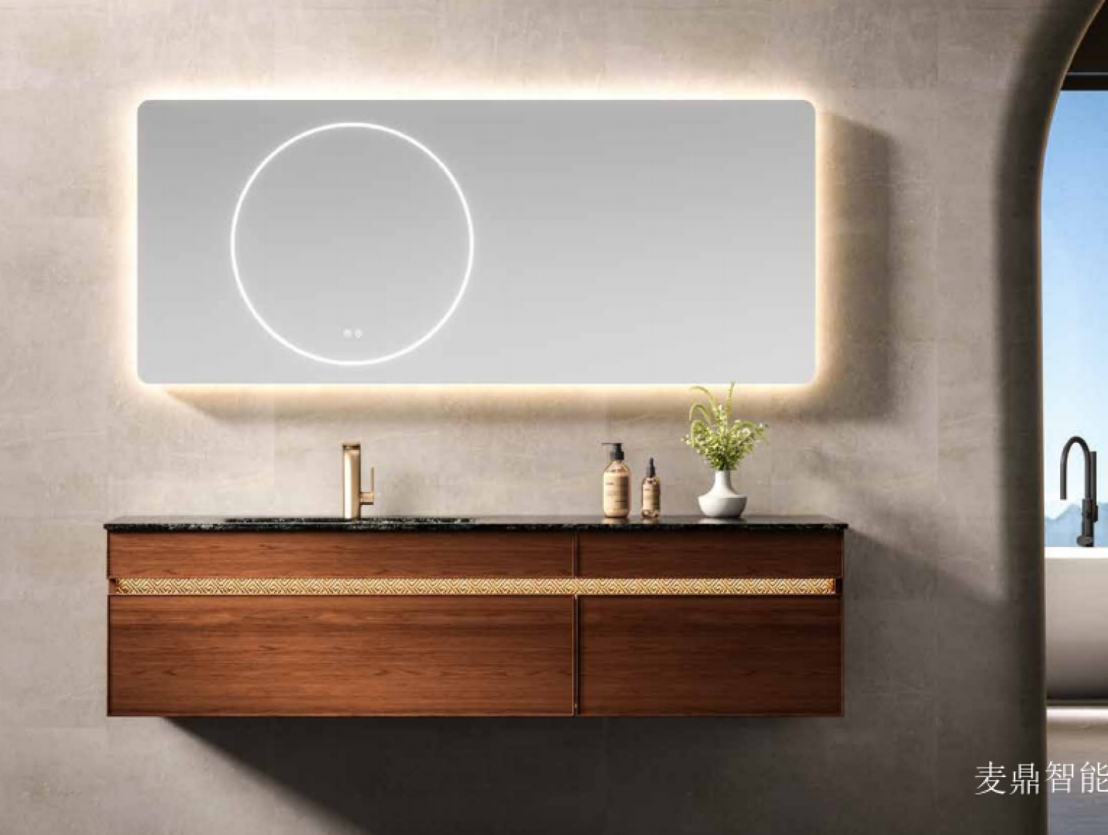 麦鼎智能 Bathroom furniture product 《Light luxury wooden bathroom cabinet》