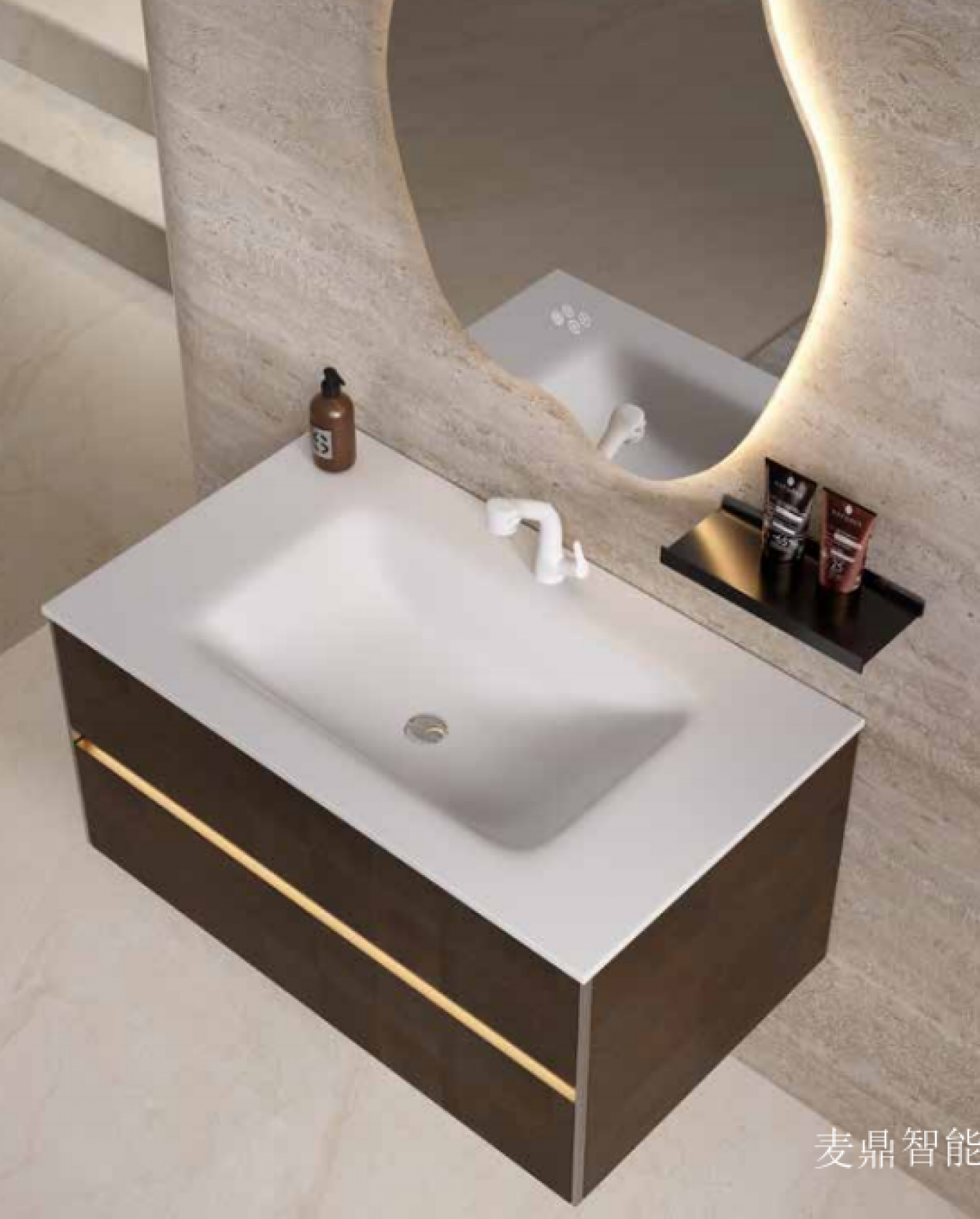 麦鼎智能 Bathroom furniture Product 《Checkered irregular mirror bathroom cabinet》【图0】