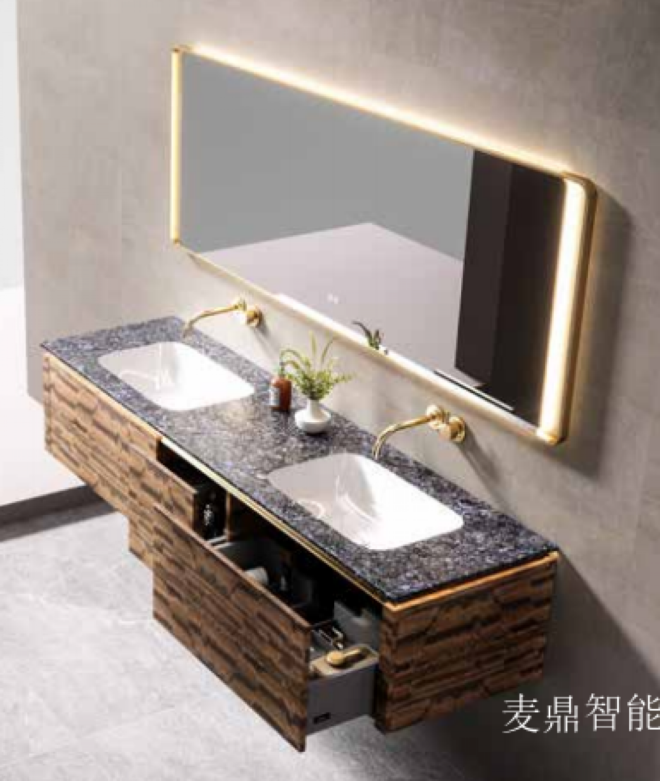 麦鼎智能 Bathroom furniture Product 《Light texture double luxury basin bathroom ark》【图1】