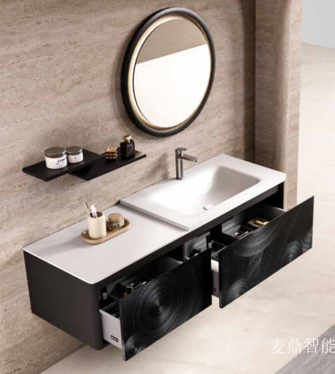 麦鼎智能 Bathroom furniture Product 《Light luxury circular texture bathroom cabinet》【图0】