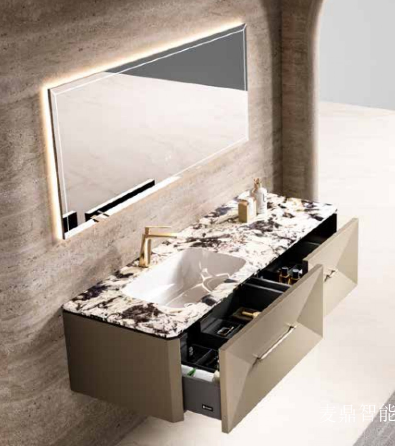 麦鼎智能 Bathroom furniture Product 《Light luxury geometry shallow gold bathroom ark》【图0】