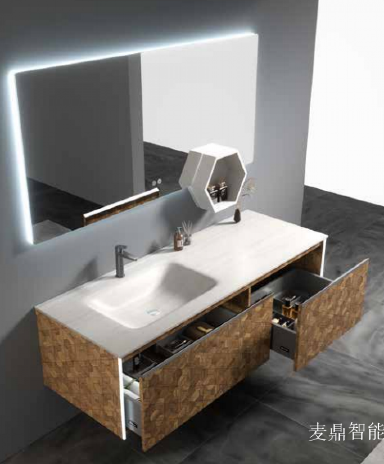 麦鼎智能 Bathroom furniture Product 《Hexagonal textured bathroom cabinet》 麦鼎智能 Bathroom furniture Product 《Hexagonal textured bathroom cabinet》【图1】