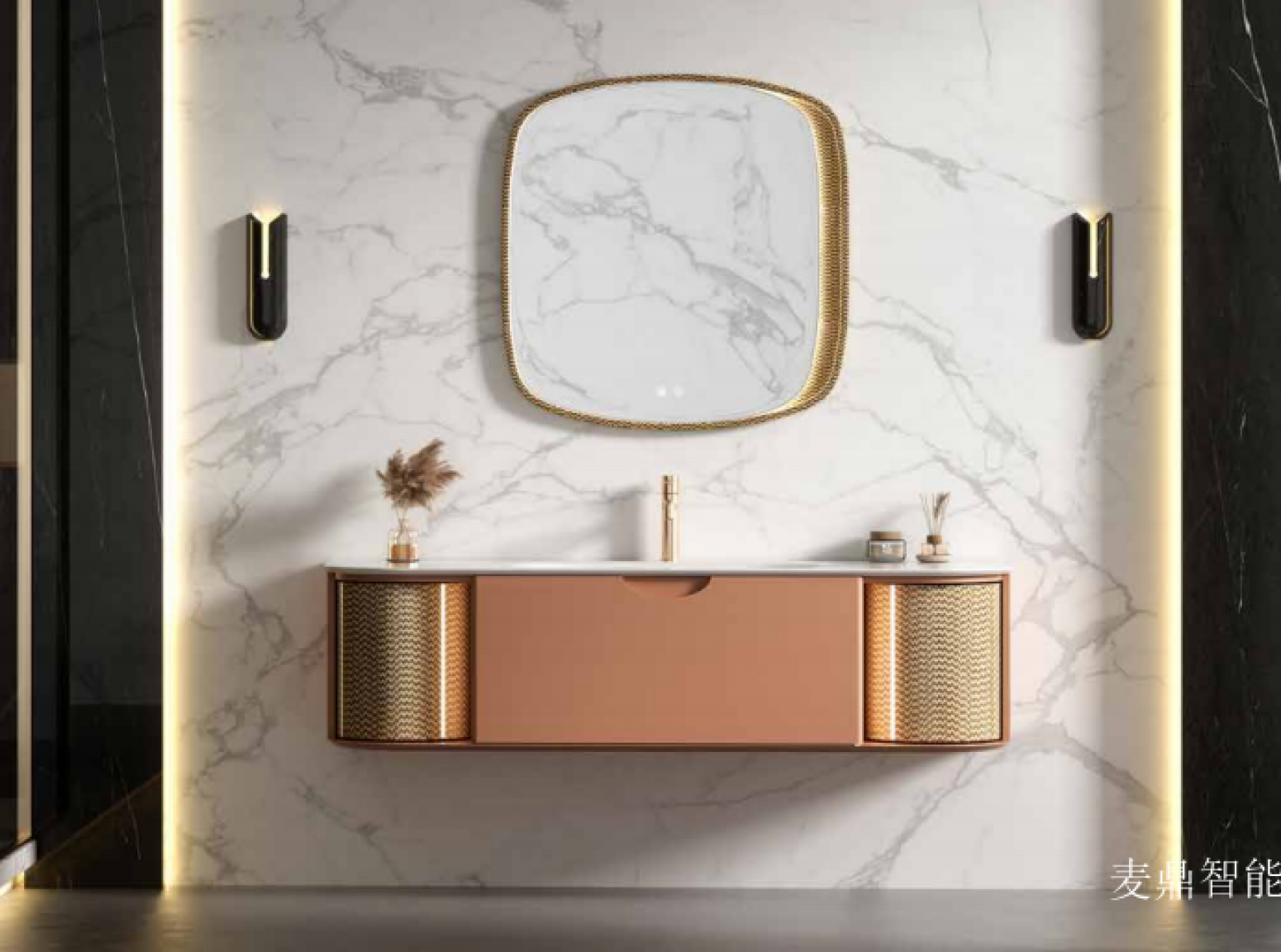 麦鼎智能 Bathroom furniture product 《Luxurious rose gold bathroom cabinet》