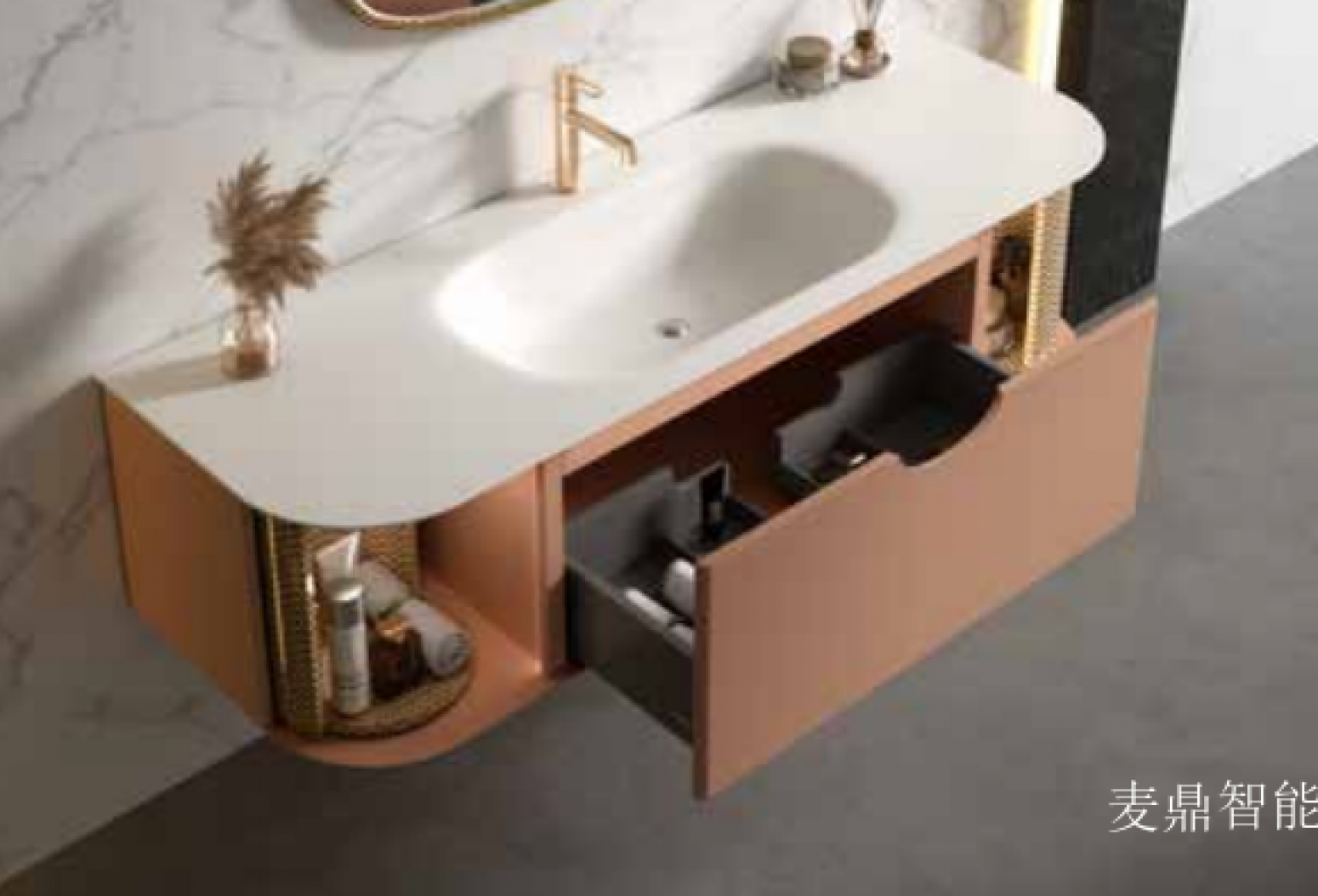 麦鼎智能 Bathroom furniture Product 《Luxurious rose gold bathroom cabinet》 麦鼎智能 Bathroom furniture Product 《Luxurious rose gold bathroom cabinet》【图1】