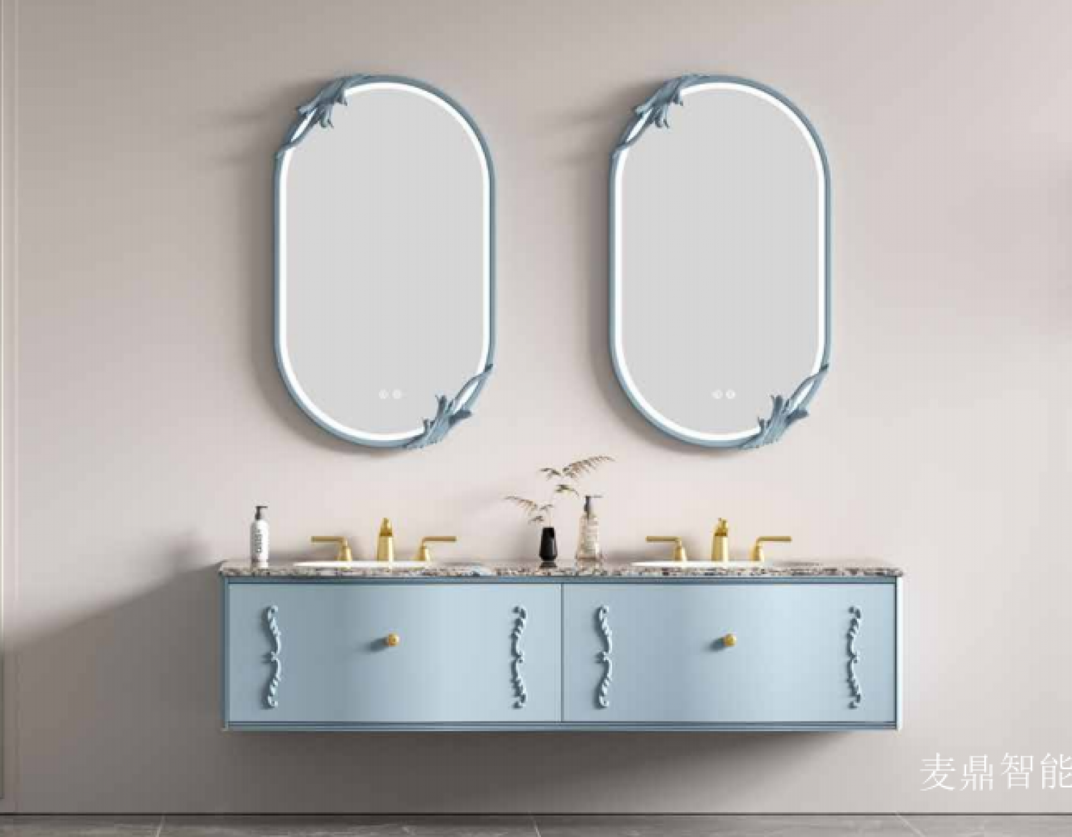 麦鼎智能 Bathroom furniture Product 《Elegant blue ou double basin bathroom ark》【图0】