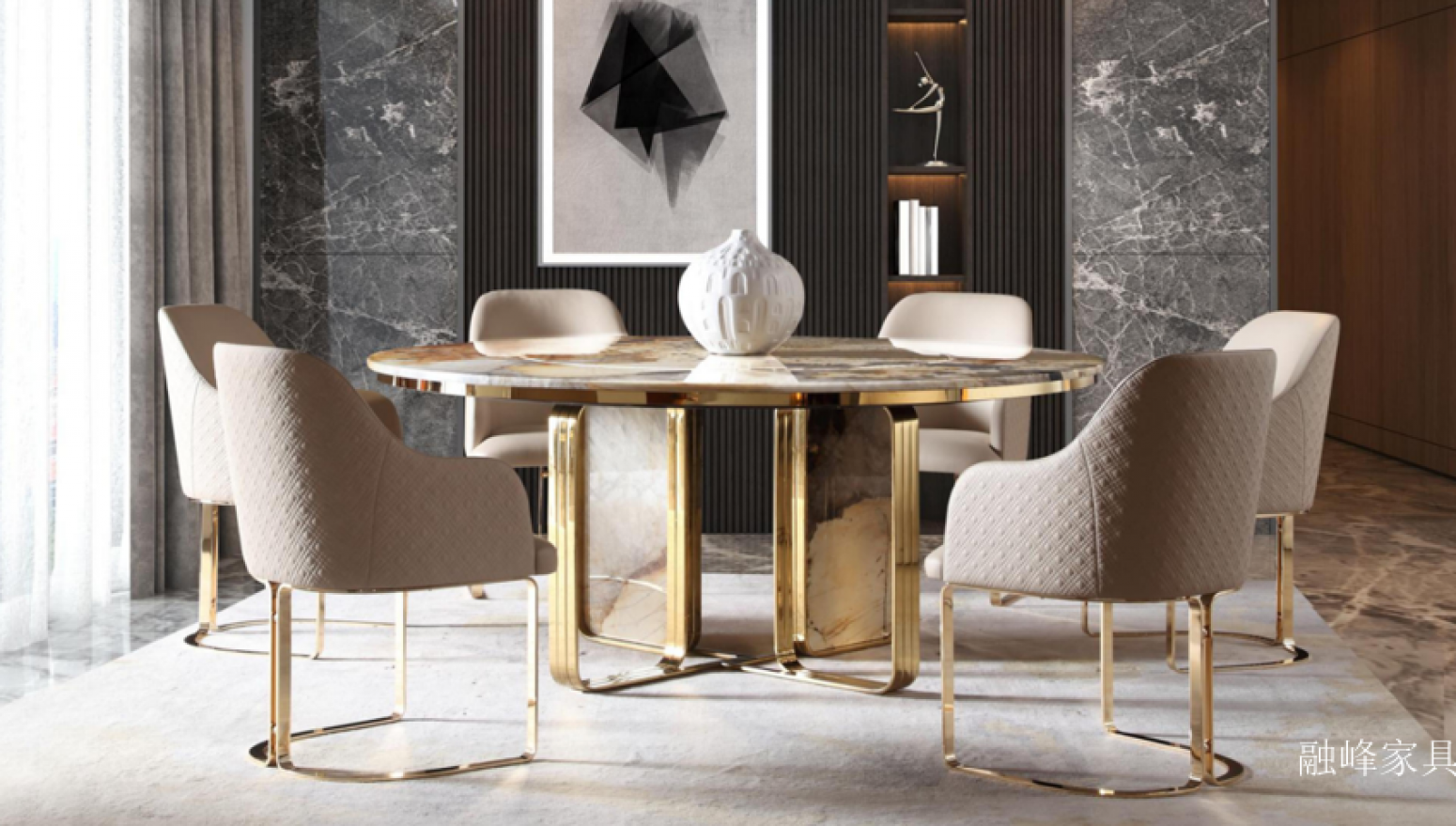 融峰家具 Home Furniture product 《Artistic round dining table and chairs》