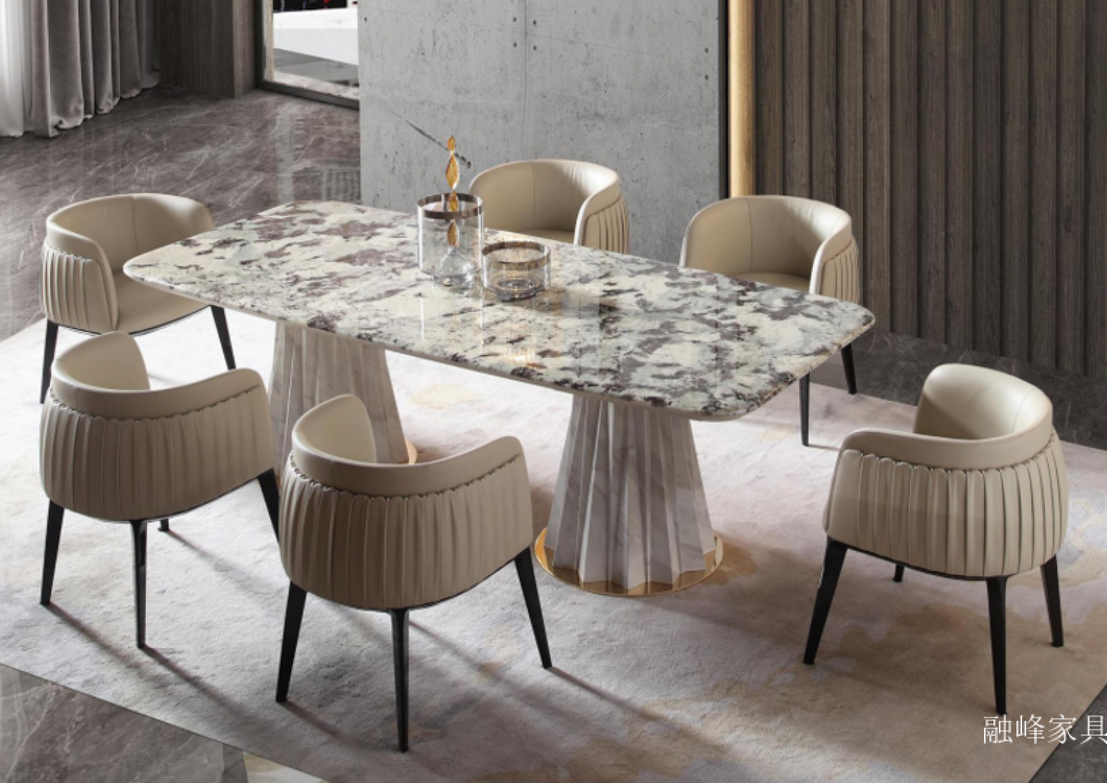 融峰家具 Home Furniture product 《Gold rhyme rectangular dining table and chair》