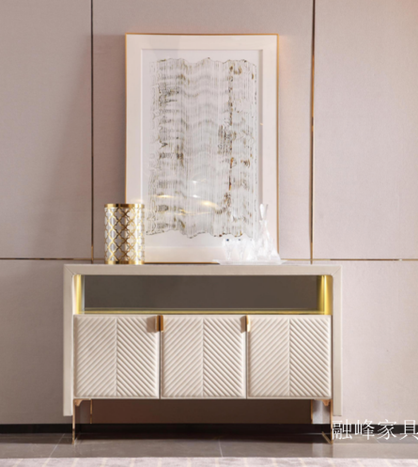 融峰家具 Home Furniture product 《Twill pattern light luxury art sideboard》