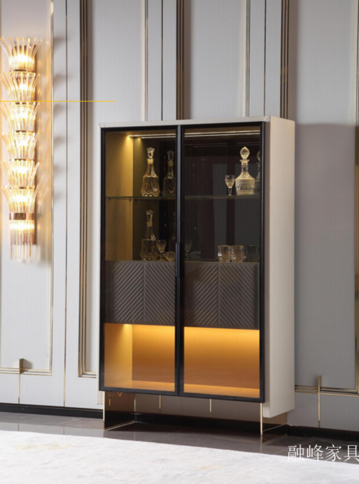 融峰家具 Home Furniture product 《Twill light luxury glass wine cabinet》