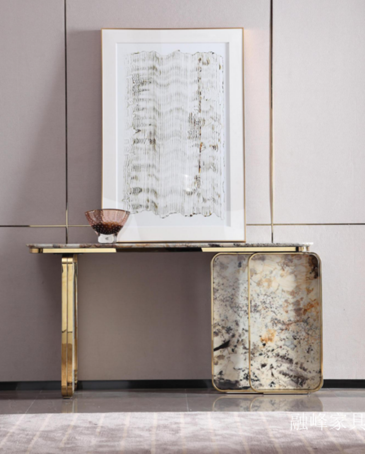 融峰家具 Home Furniture product 《Golden marble entrance cabinet》