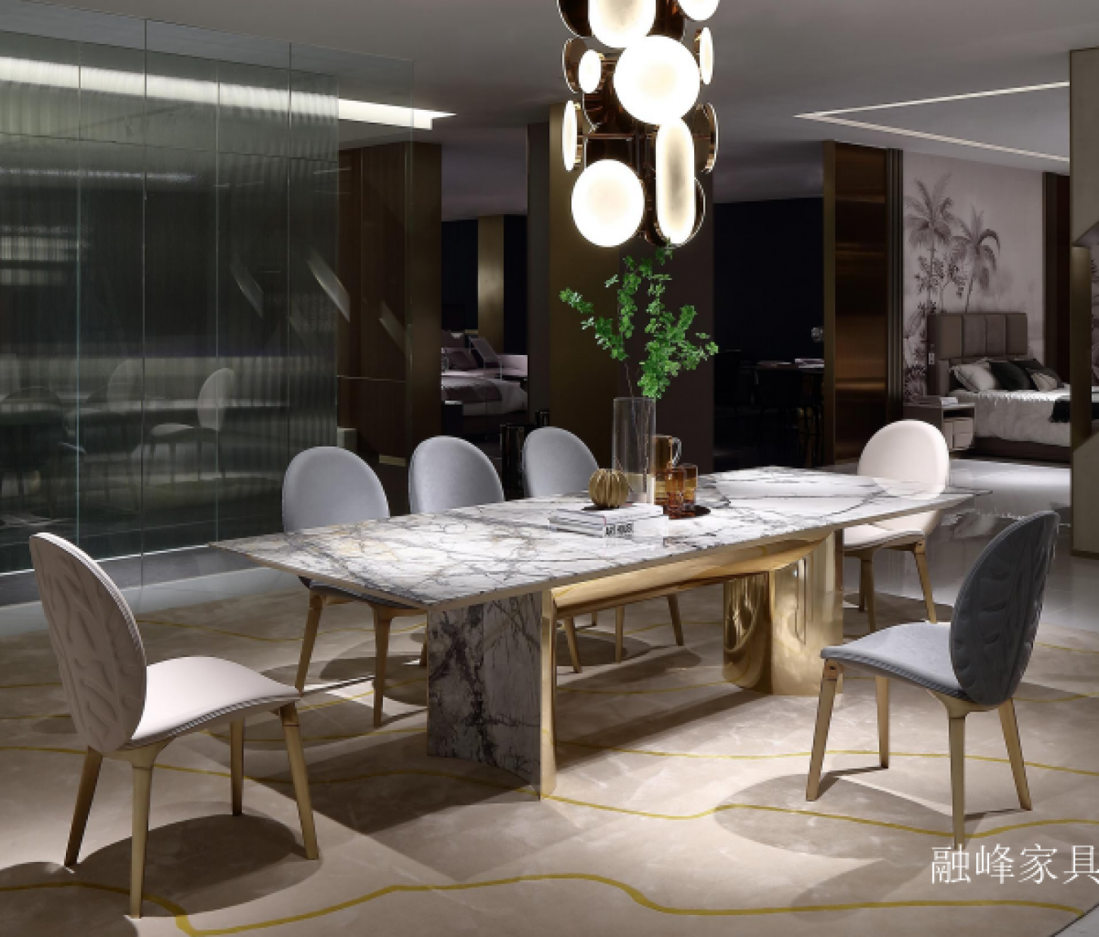 融峰家具 Home Furniture Product 《High-end marble dining tables and chairs》 融峰家具 Home Furniture Product 《High-end marble dining tables and chairs》【图1】