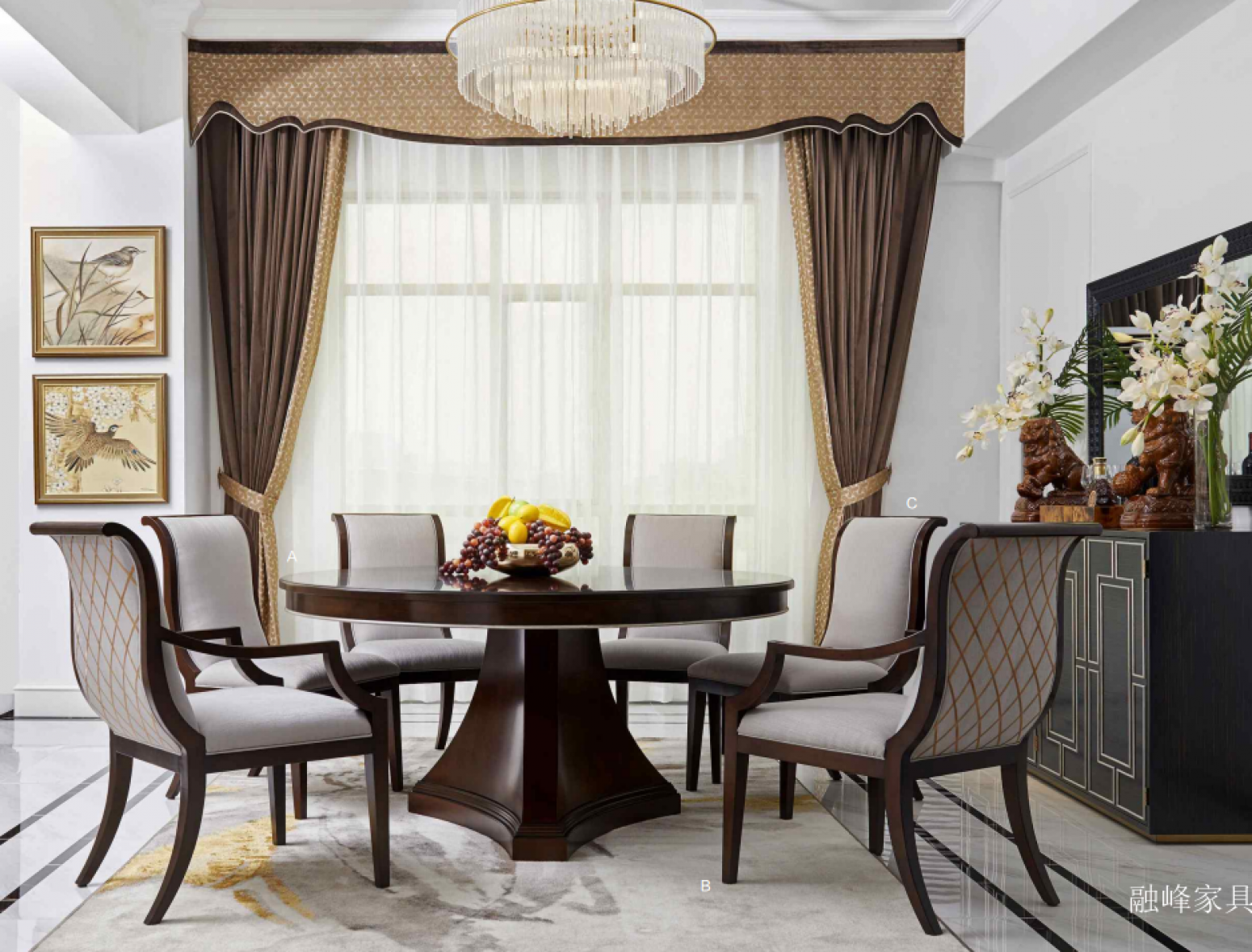 融峰家具 Home Furniture product 《Retro light luxury round dining table》