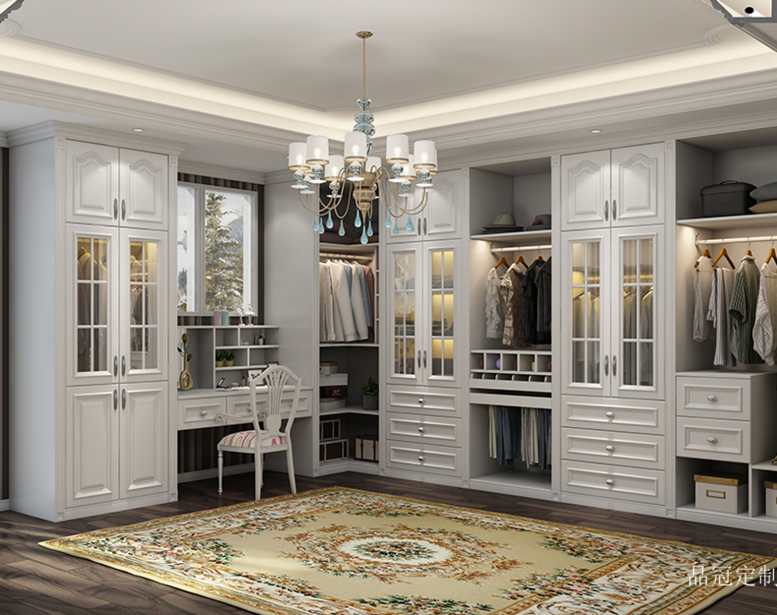 品冠定制 Home Furniture Product 《French white carved luxury cloakroom》【图0】