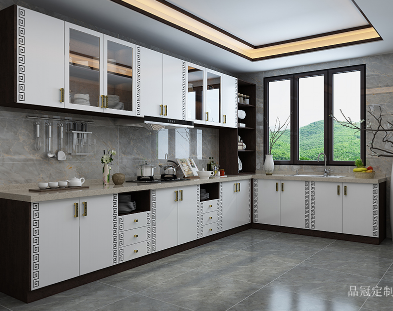 品冠定制 Bathroom furniture product 《New Chinese style gold refined cabinets》