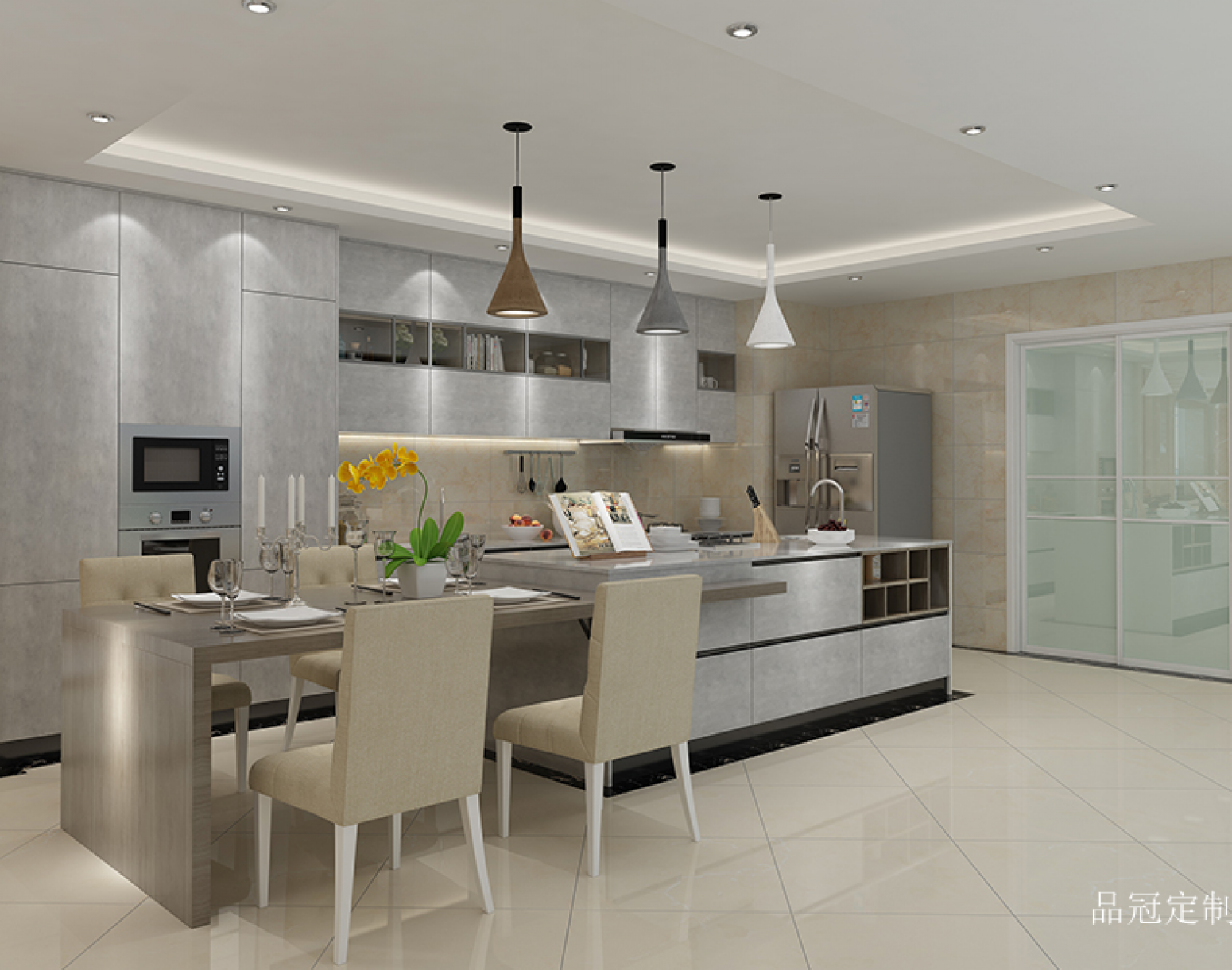 品冠定制 Bathroom furniture Product 《Silver grey very casual dining kitchen cabinets》【图0】