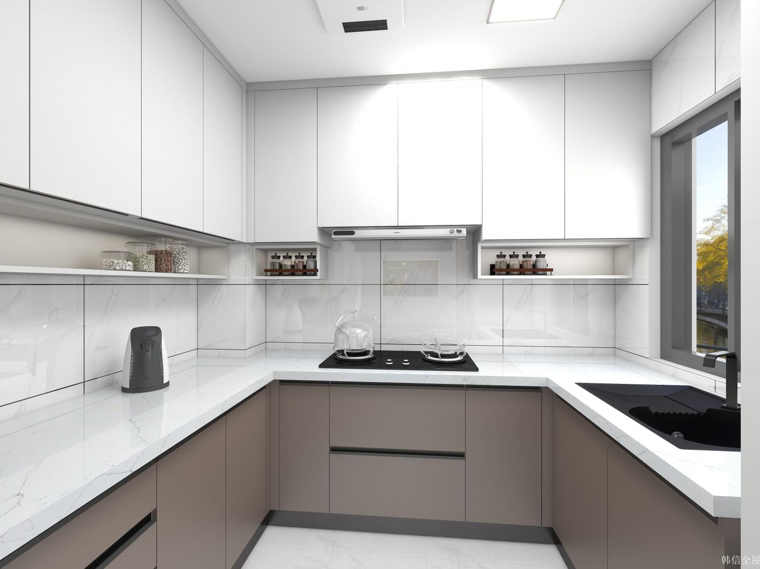 韩信全屋 Bathroom furniture product 《White brown soft rhyme simple cabinet》