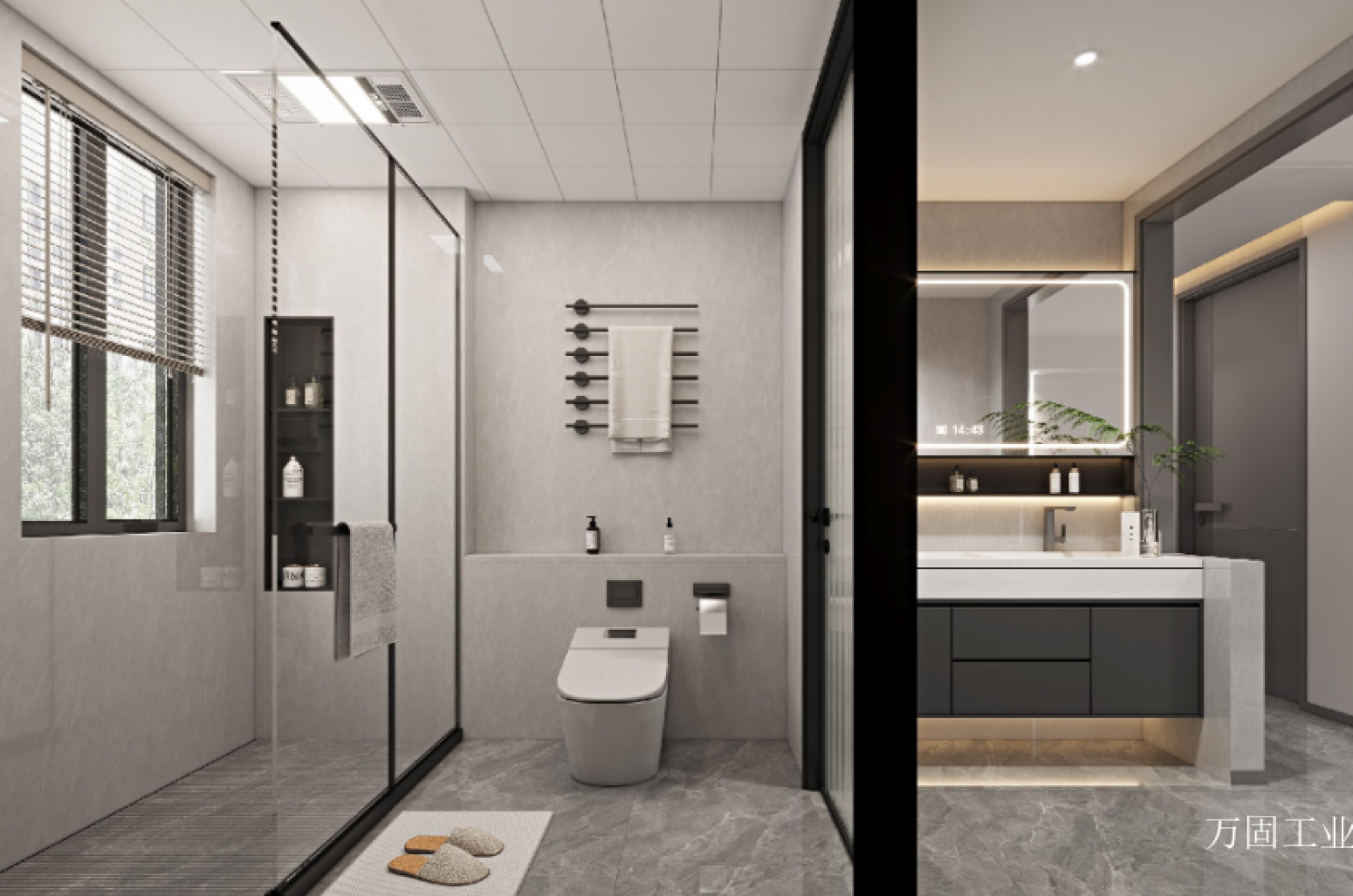 万固工业 Bathroom furniture product 《Dark grey with lamp lens ark bathroom ark》