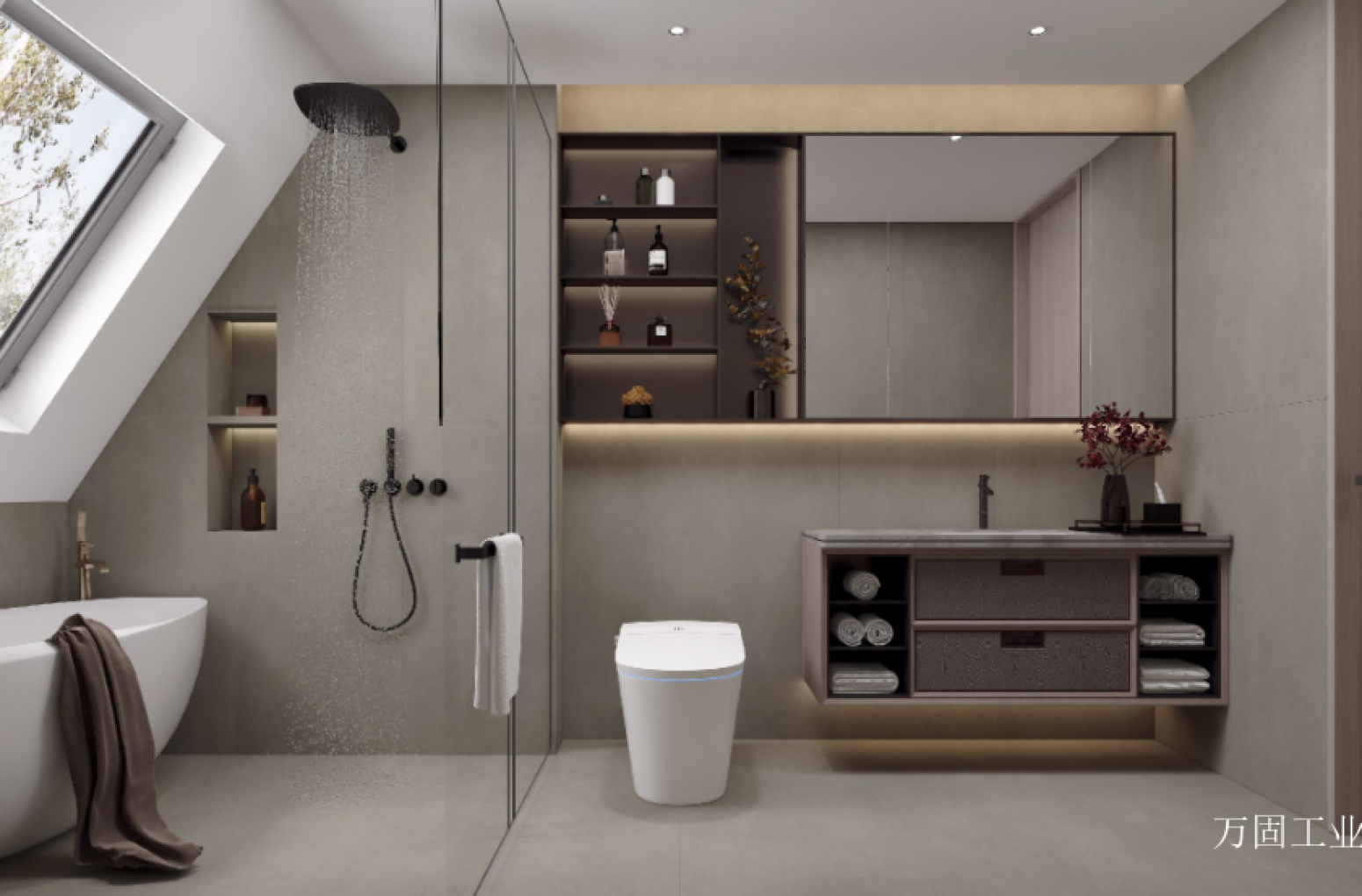 万固工业 Bathroom furniture Product 《Shallow wooden inlaid mirror side bathroom cabinet》【图0】