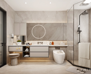 万固工业 Bathroom furniture product 《Light grey m white round mirror lamp bathroom ark》议价