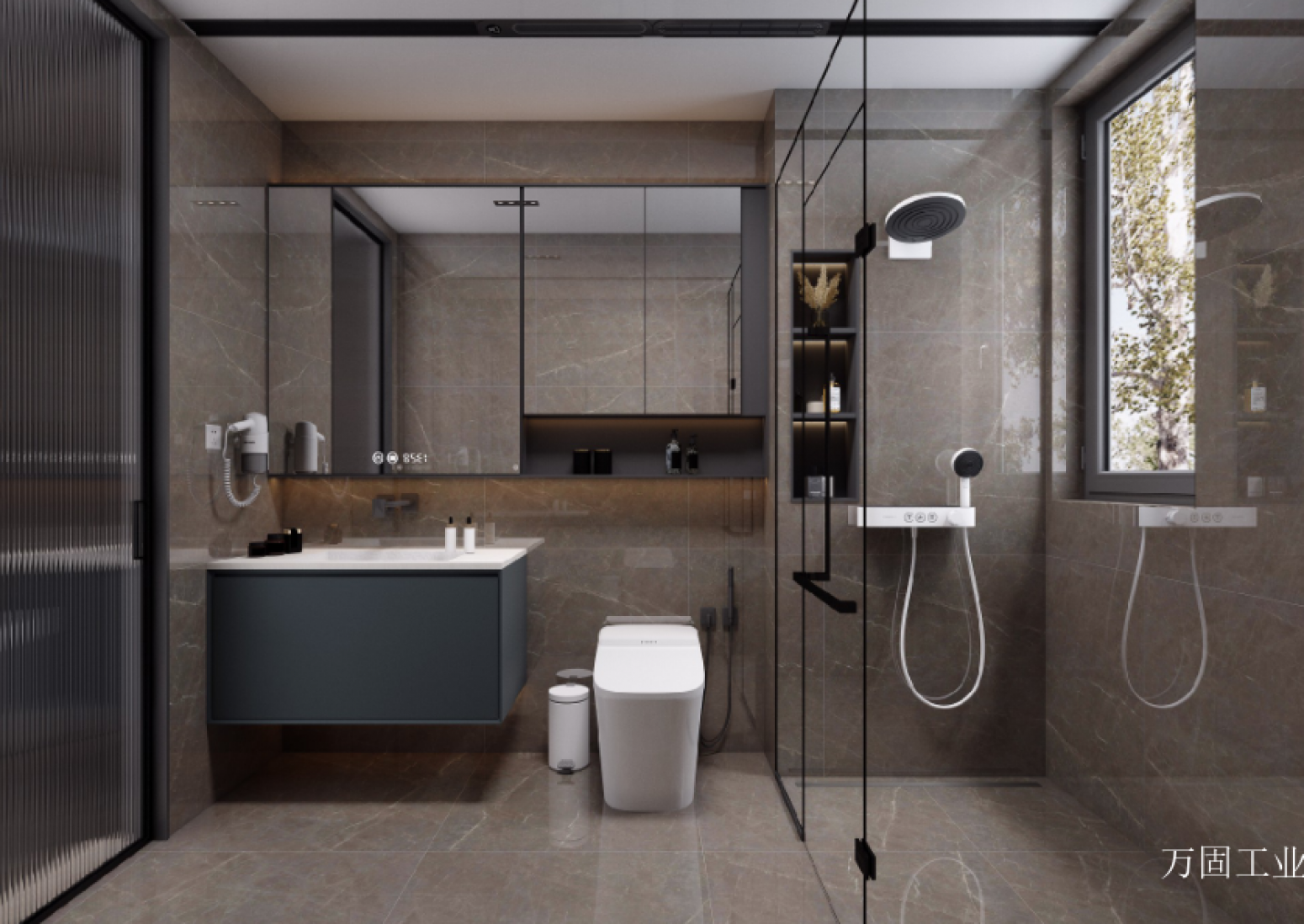 万固工业 Bathroom furniture Product 《Dark grey hanging mirror bathroom cabinet》【图0】