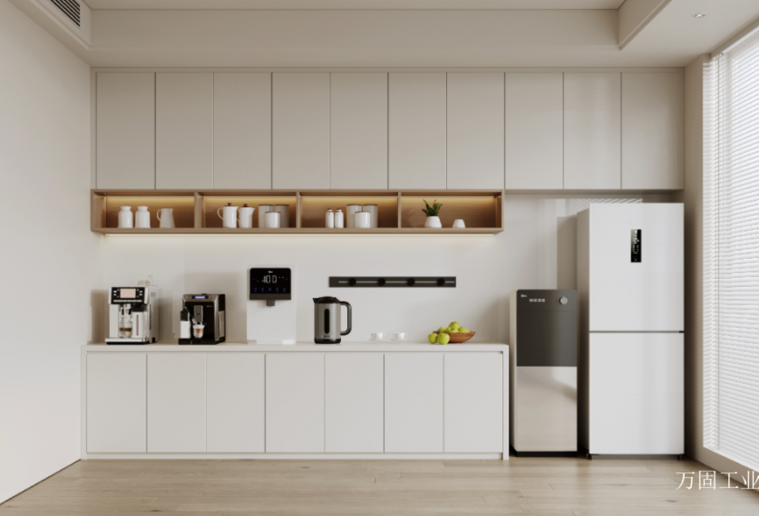 万固工业 Bathroom furniture product 《Light white wooden lattice cabinet》