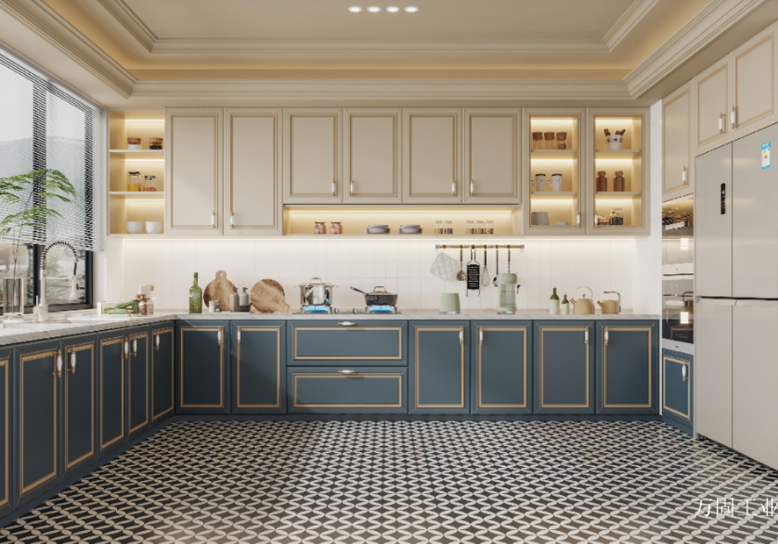 万固工业 Bathroom furniture product 《Grey rice gold edge modern cabinet》