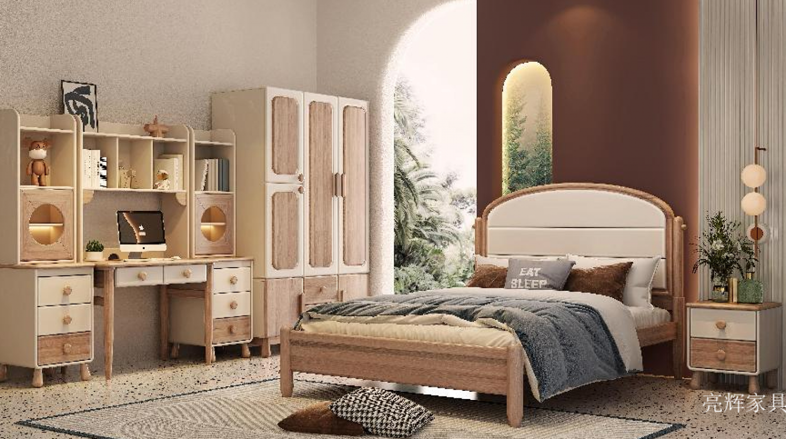 亮辉家具 Children's furniture Product 《Light wood white soft cover one crib》【图0】